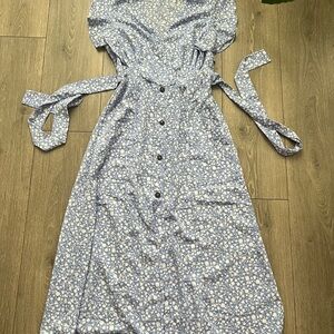 Sienna Sky Light Blue Floral Midi Dress